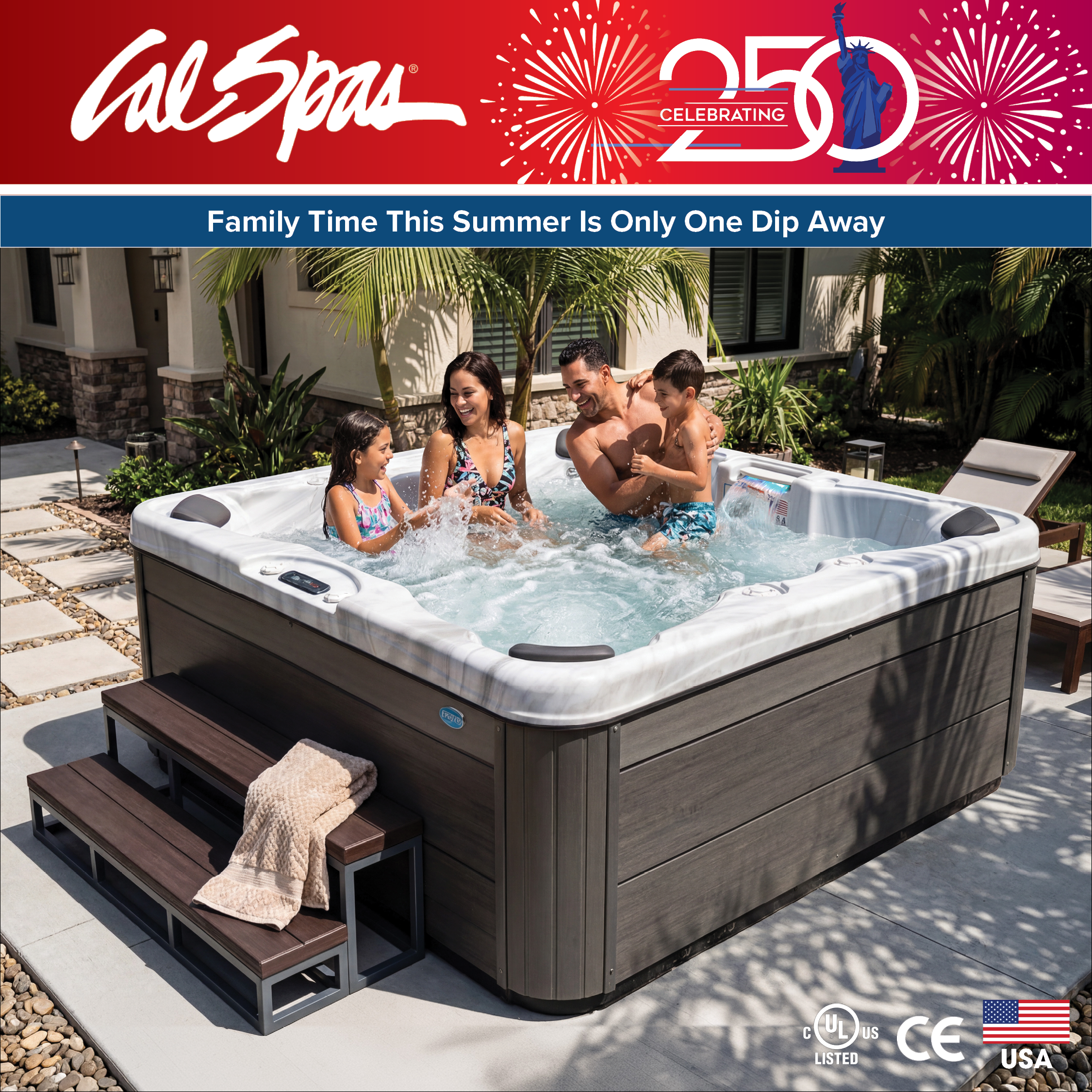 Calspas hot tub being used in a family setting - Portugal